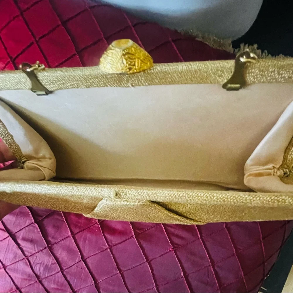 Vintage 60's Clutch evening Handbag in Gold Lame - Picture 5 of 5